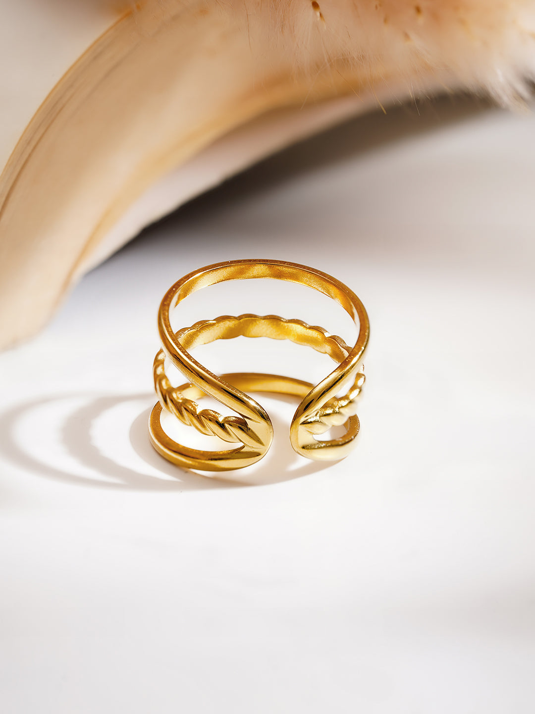 Demi Fine 18K Gold Plated Stainless steel Twisted Triple Band Ring