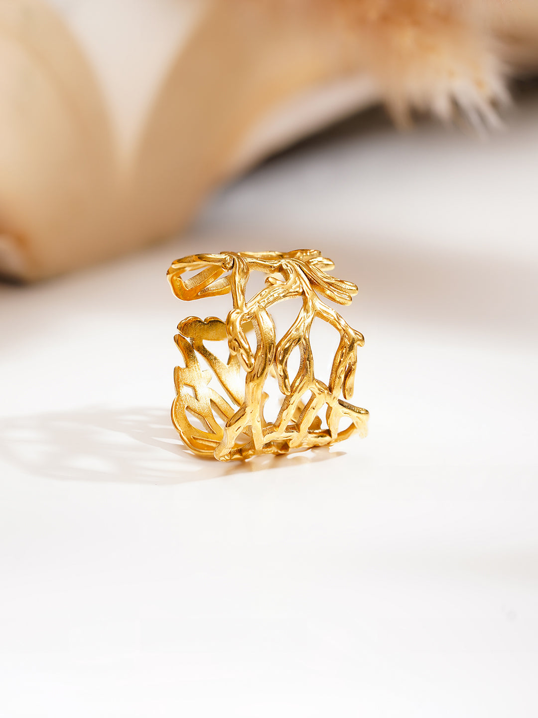 Demi Fine 18K Gold Plated Stainless steel Wild Vine Statement Ring