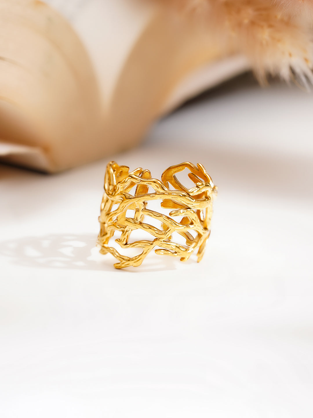 Demi Fine 18K Gold Plated Stainless steel Wild Vine Statement Ring