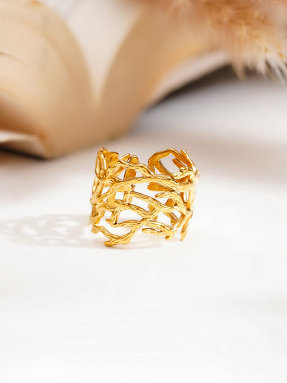 Demi Fine 18K Gold Plated Stainless steel Wild Vine Statement Ring