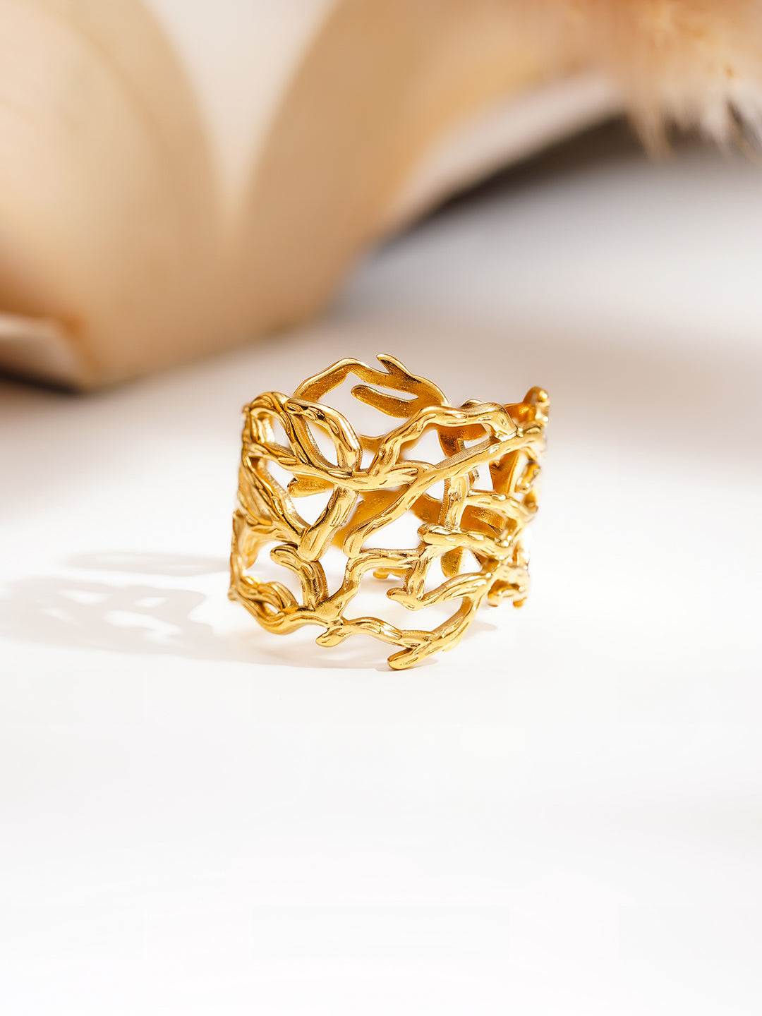 Demi Fine 18K Gold Plated Stainless steel Wild Vine Statement Ring