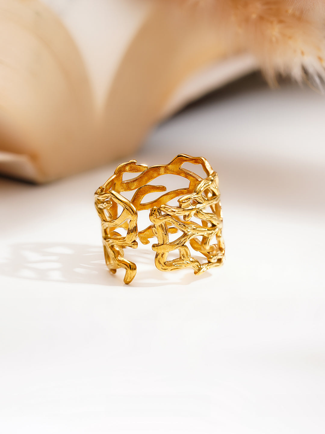 Demi Fine 18K Gold Plated Stainless steel Wild Vine Statement Ring