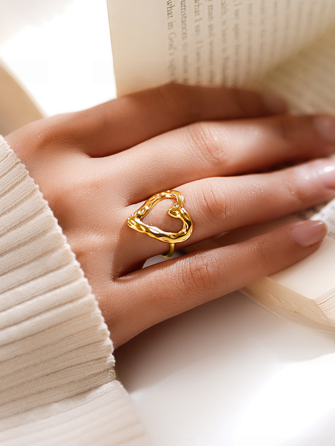Demi Fine 18K Gold Plated Stainless steel Minimal Heart Outline Ring