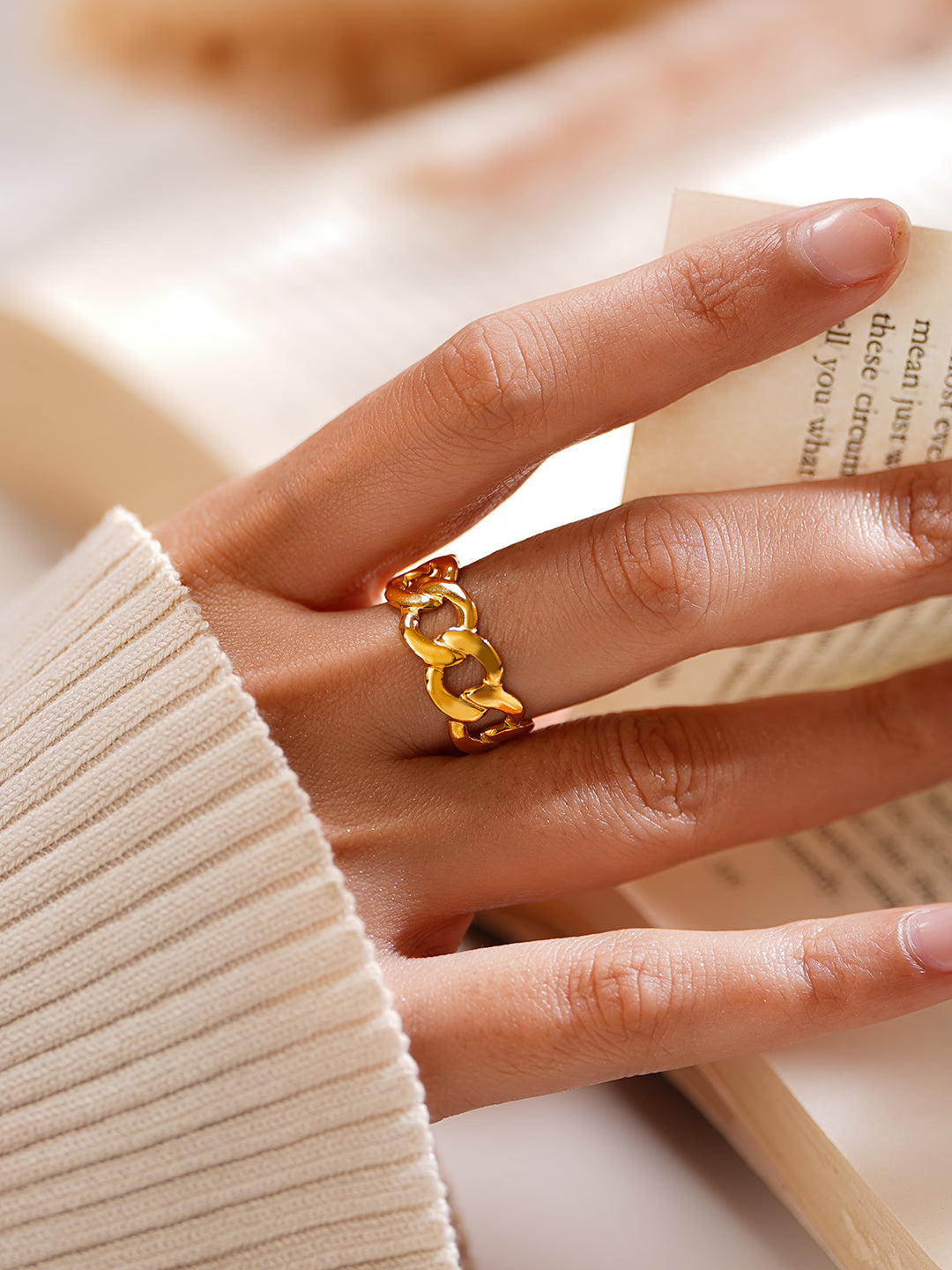 Demi Fine 18K Gold Plated Stainless steel Chunky Link Statement Ring
