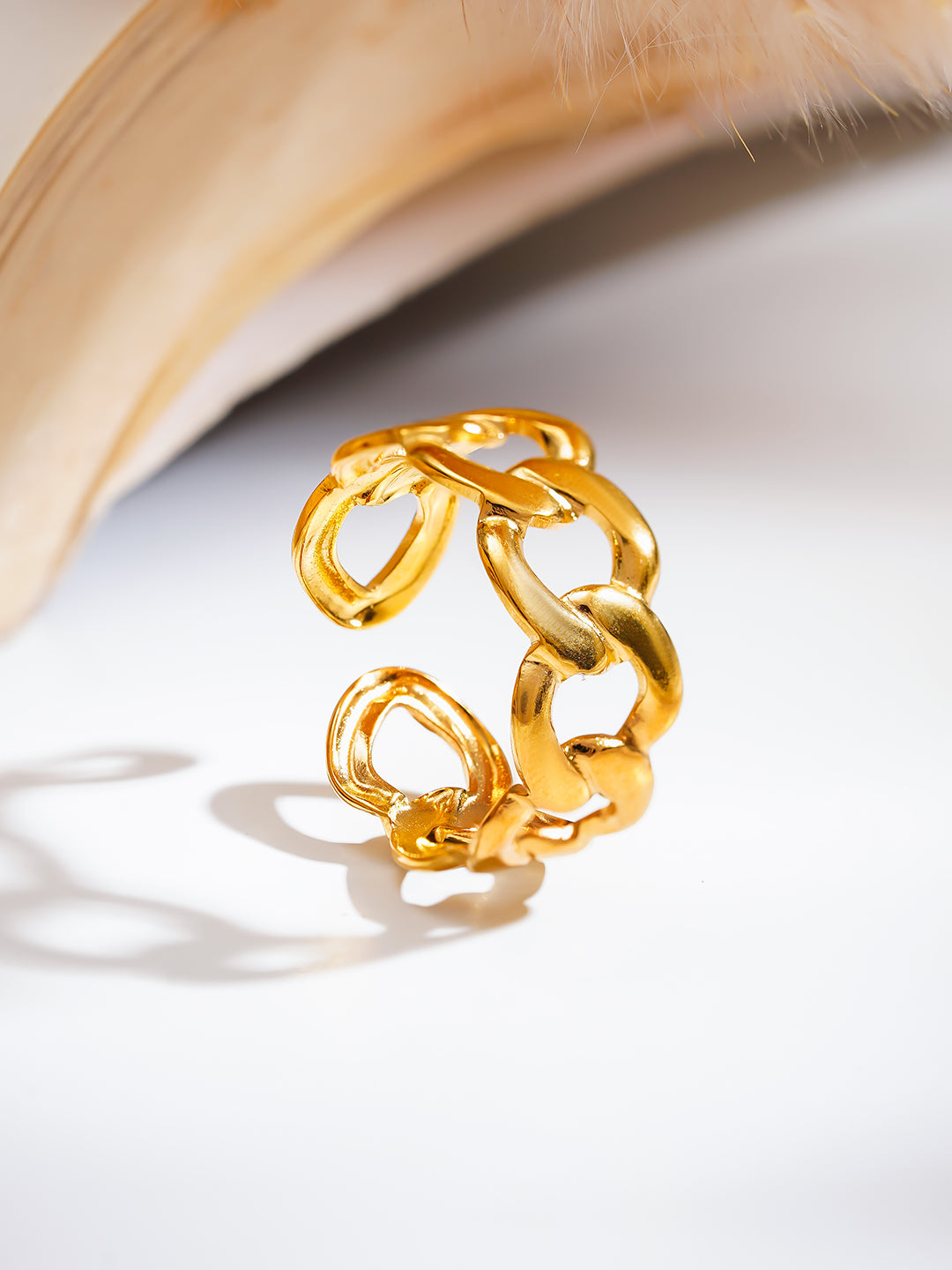 Demi Fine 18K Gold Plated Stainless steel Chunky Link Statement Ring