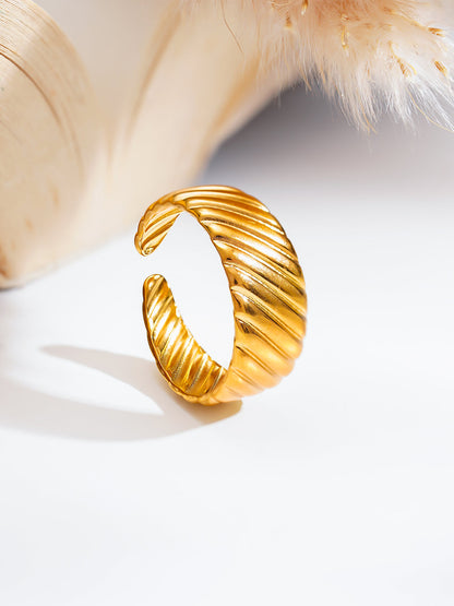 Demi Fine 18K Gold Plated Stainless steel Ribbed Dome Statement Ring