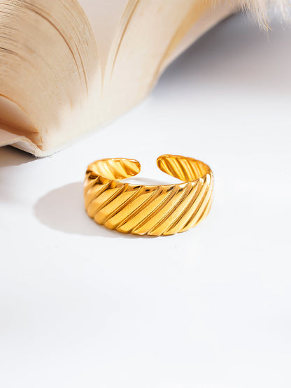Demi Fine 18K Gold Plated Stainless steel Ribbed Dome Statement Ring