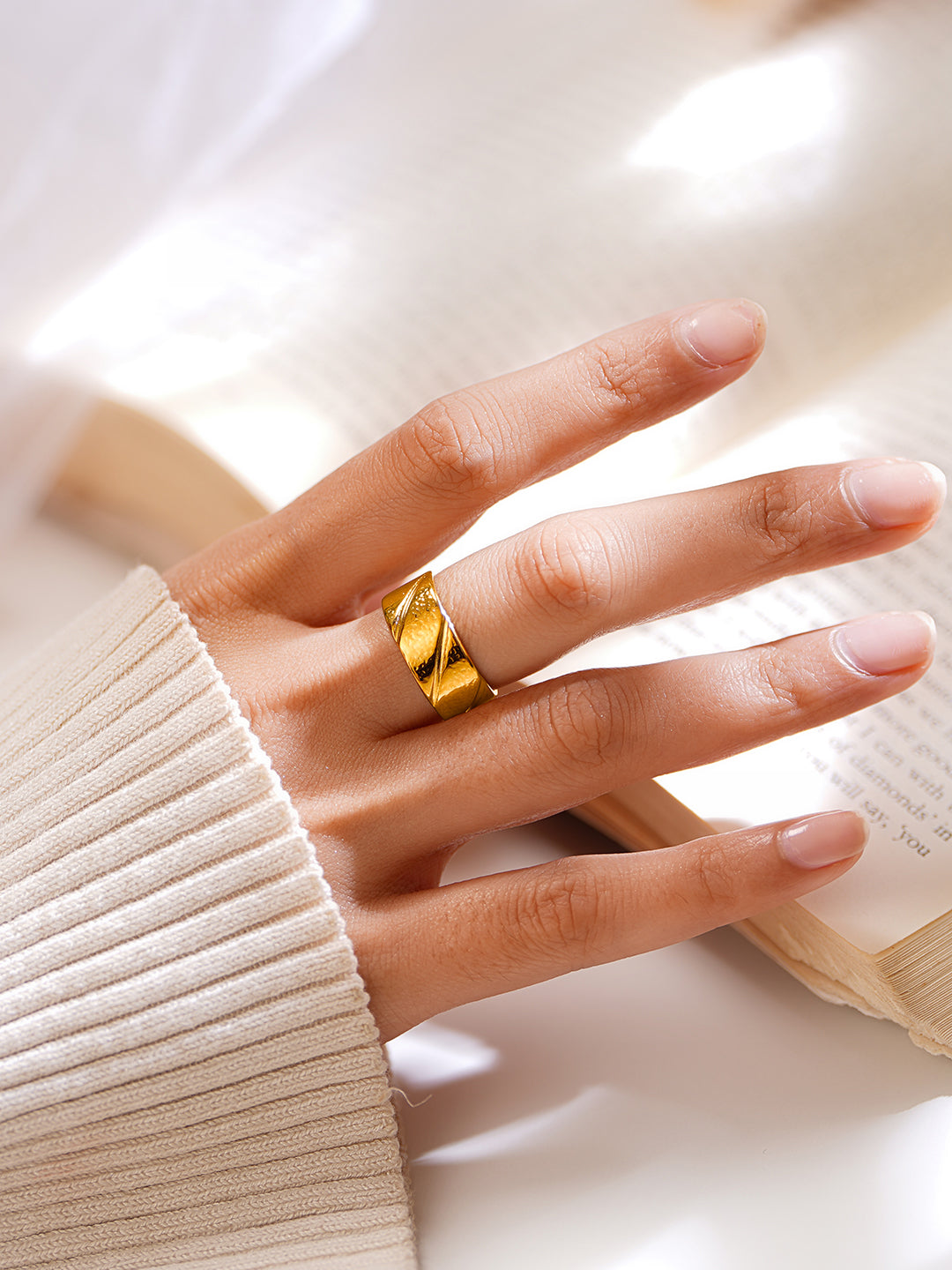 Demi Fine 18K Gold Plated Stainless steel Twisted Path Statement Ring