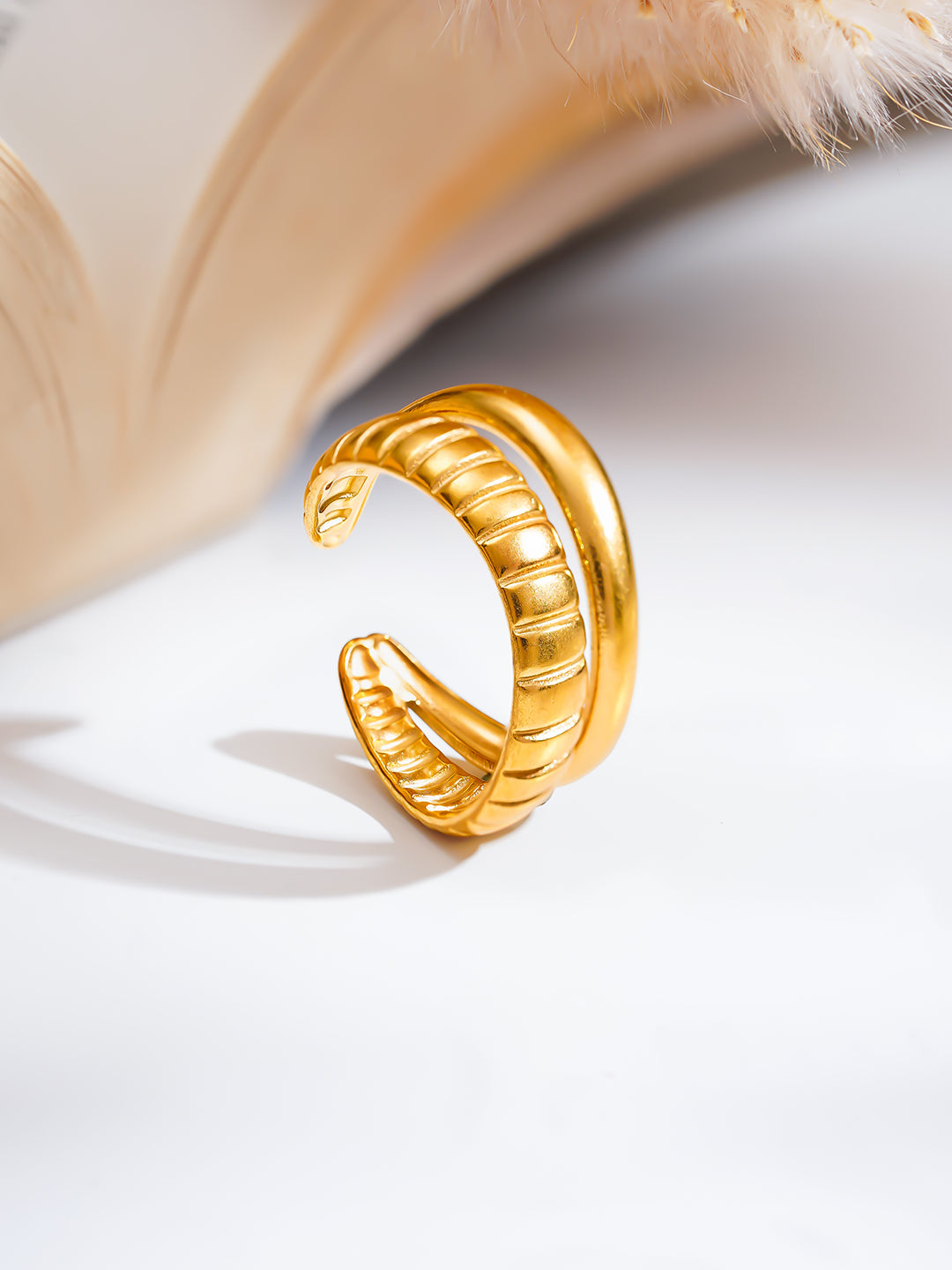 Demi Fine 18K Gold Plated Stainless steel Twinned Flow Statement Ring