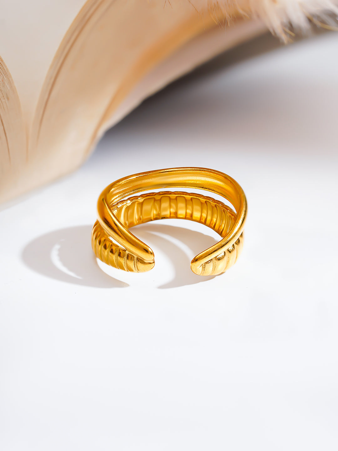 Demi Fine 18K Gold Plated Stainless steel Twinned Flow Statement Ring
