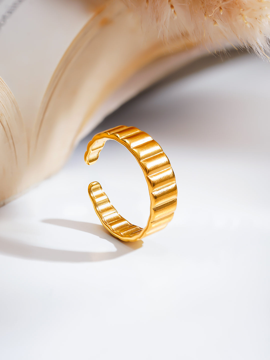 Demi Fine 18K Gold Plated Stainless steel Rhythm Line Band Ring