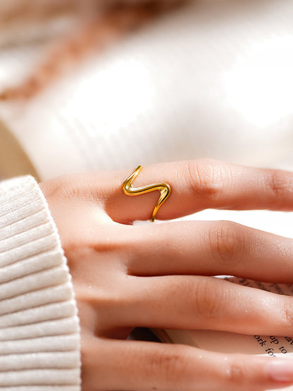Demi Fine 18K Gold Plated Stainless steel Freeform Wave Open Ring