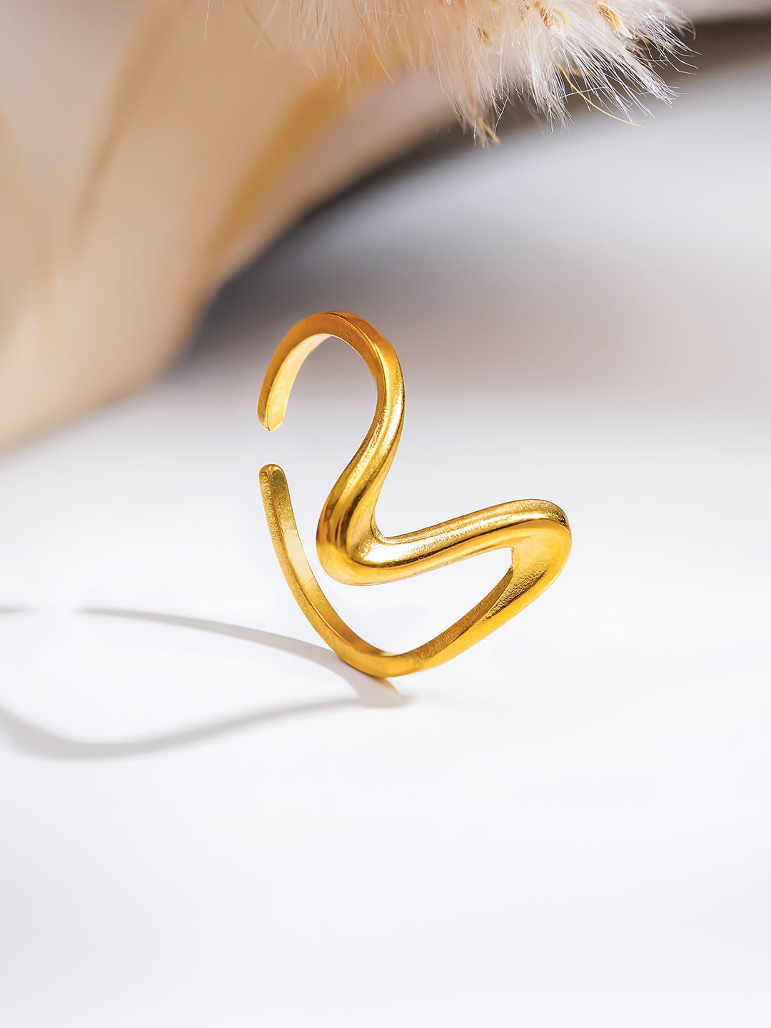 Demi Fine 18K Gold Plated Stainless steel Freeform Wave Open Ring