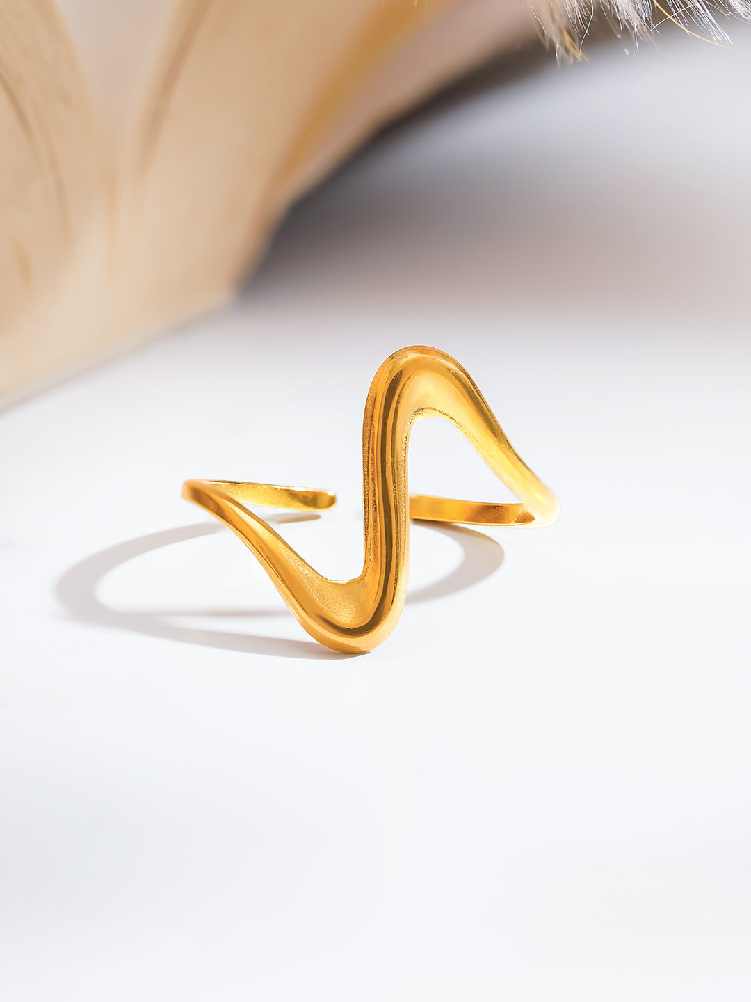 Demi Fine 18K Gold Plated Stainless steel Freeform Wave Open Ring