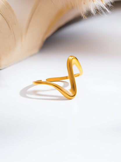 Demi Fine 18K Gold Plated Stainless steel Freeform Wave Open Ring