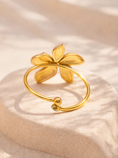 Demi Fine 18K Gold Plated Stainless steel Floral Adjustable Ring