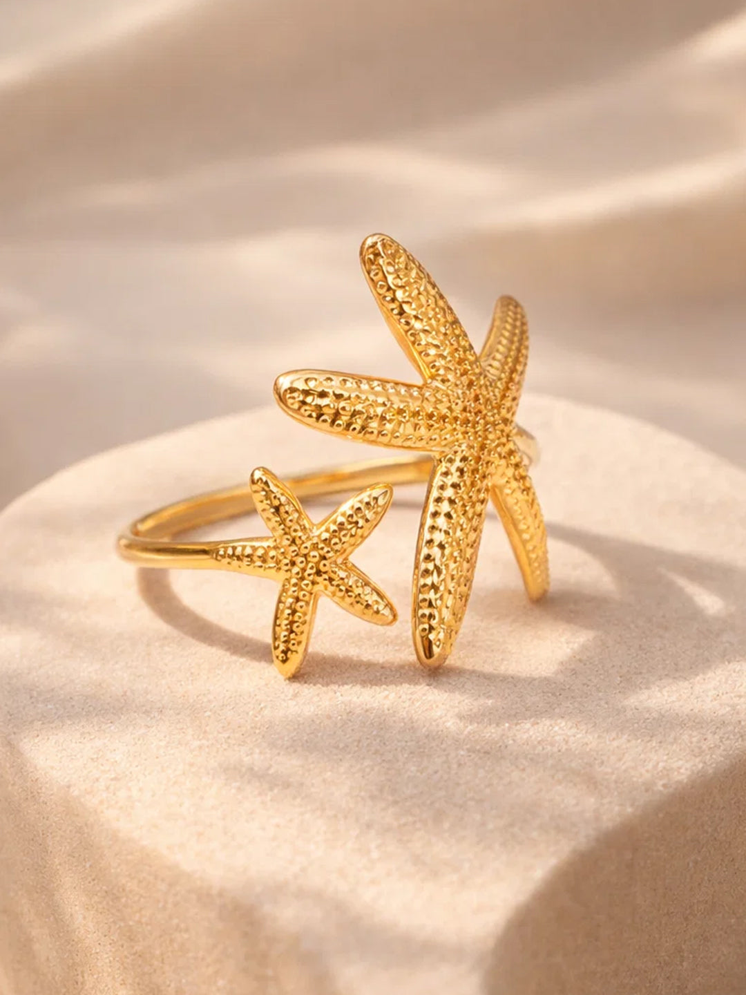 Demi Fine 18K Gold Plated Stainless steel Starfish Open Adjustable Ring