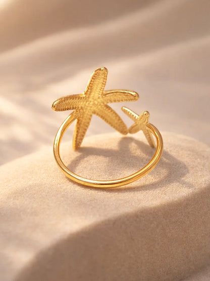 Demi Fine 18K Gold Plated Stainless steel Starfish Open Adjustable Ring