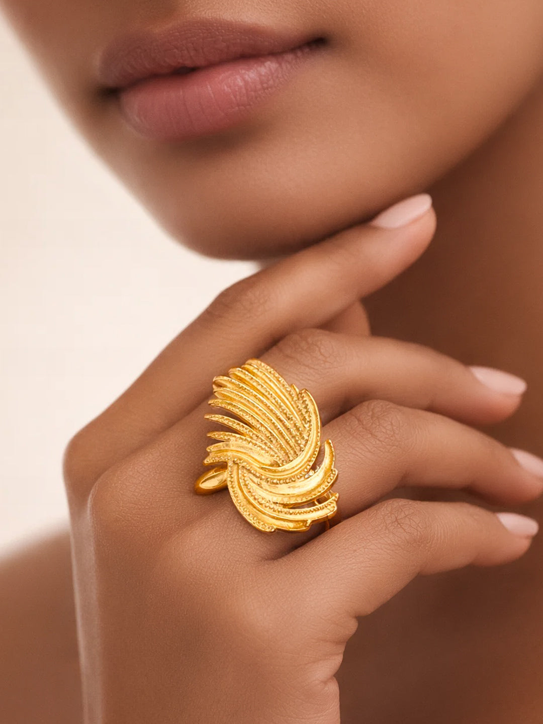 Demi Fine 18K Gold Plated Stainless steel Abstract Layered Adjustable Ring