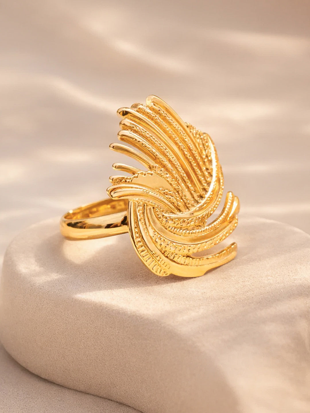 Demi Fine 18K Gold Plated Stainless steel Abstract Layered Adjustable Ring