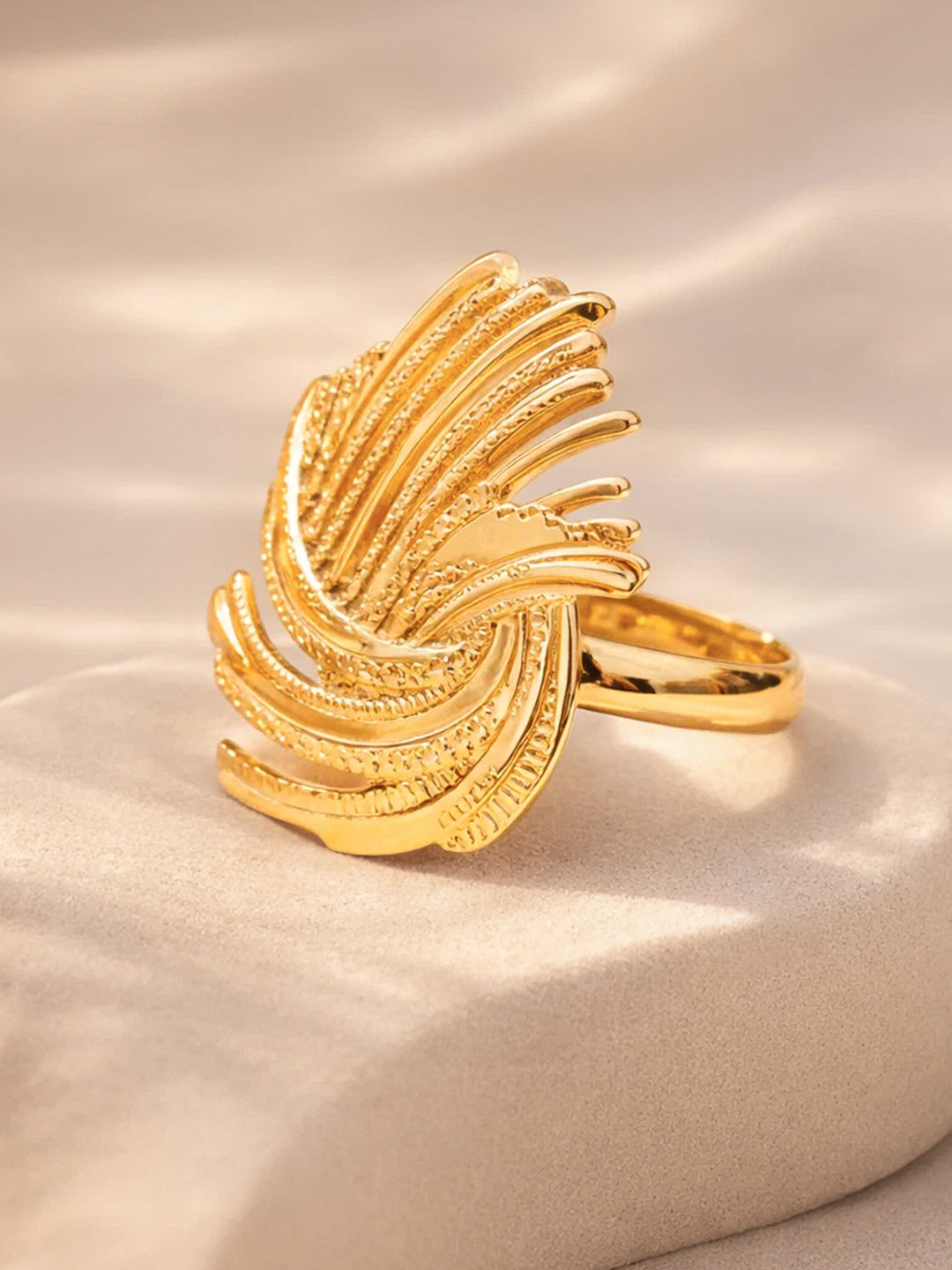 Demi Fine 18K Gold Plated Stainless steel Abstract Layered Adjustable Ring
