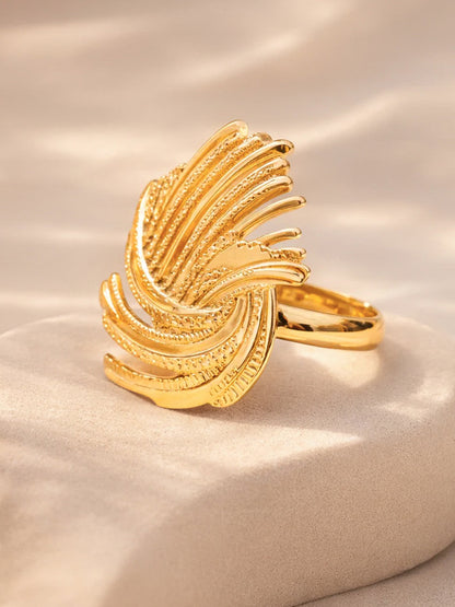 Demi Fine 18K Gold Plated Stainless steel Abstract Layered Adjustable Ring