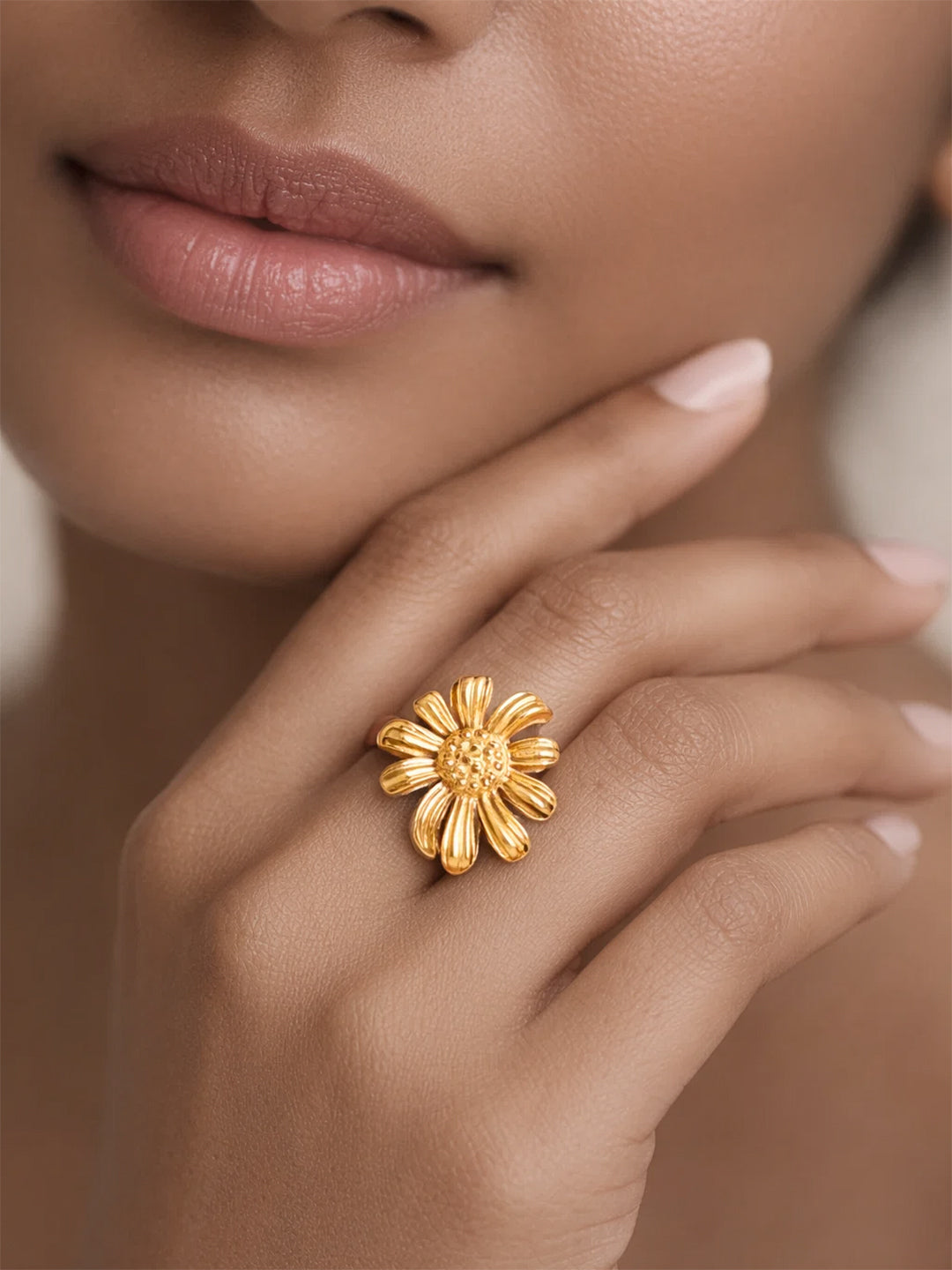 Demi Fine 18K Gold Plated Stainless steel Floral Ring