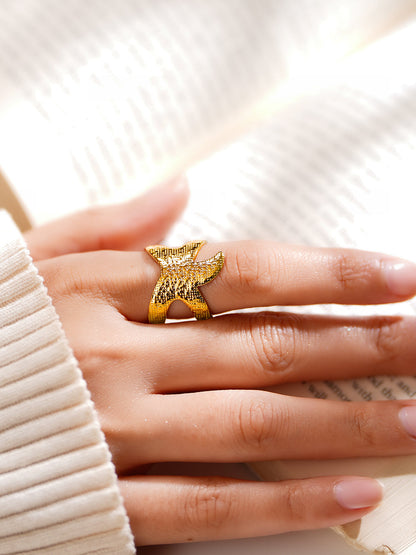 Demi Fine 18K Gold Plated Stainless steel Coral Tide Statement Ring