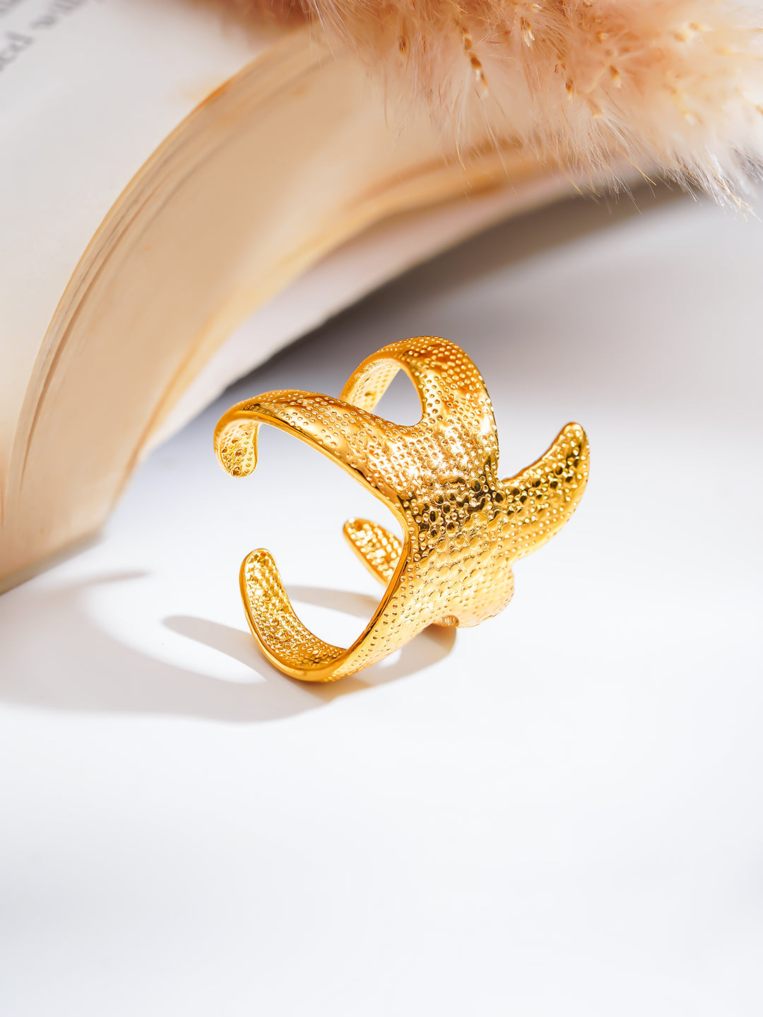 Demi Fine 18K Gold Plated Stainless steel Coral Tide Statement Ring