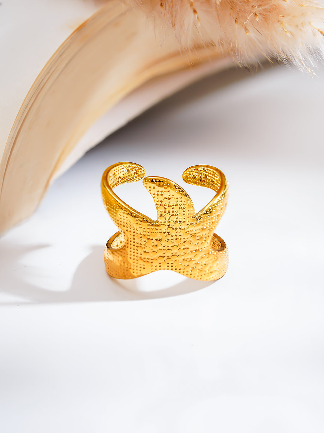 Demi Fine 18K Gold Plated Stainless steel Coral Tide Statement Ring