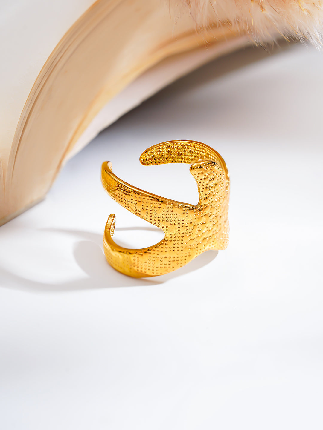 Demi Fine 18K Gold Plated Stainless steel Coral Tide Statement Ring