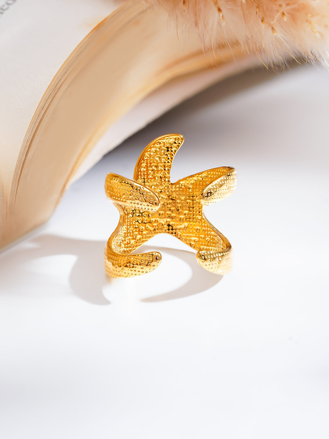 Demi Fine 18K Gold Plated Stainless steel Coral Tide Statement Ring