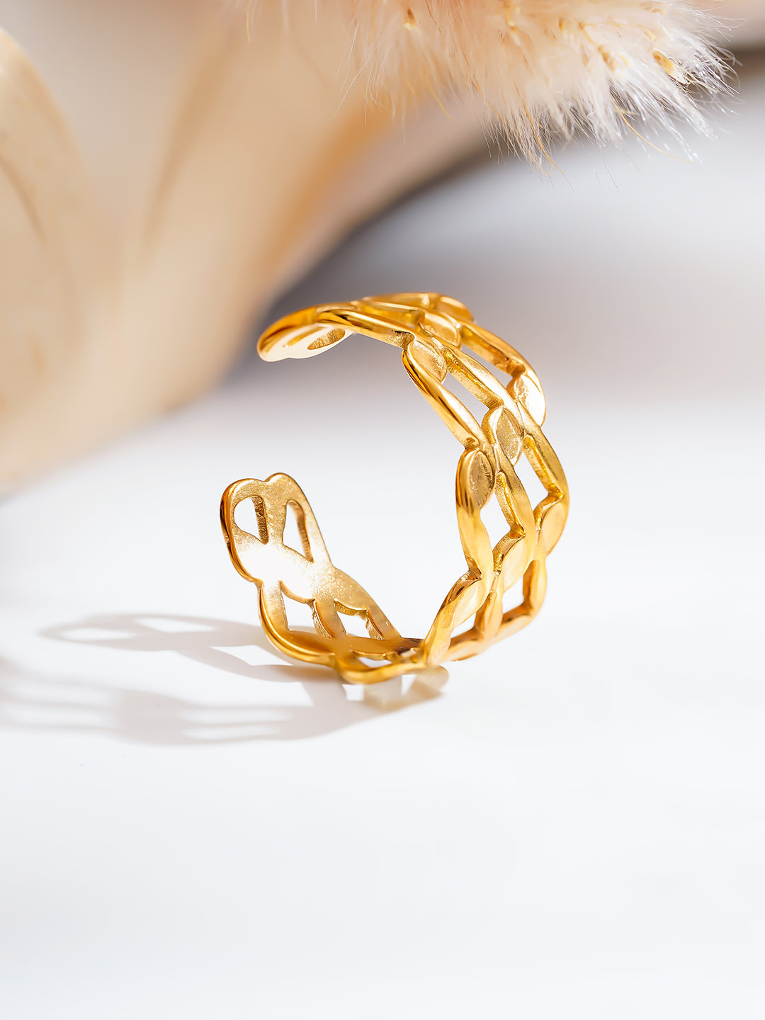 Demi Fine 18K Gold Plated Stainless steel Woven Link Statement Ring