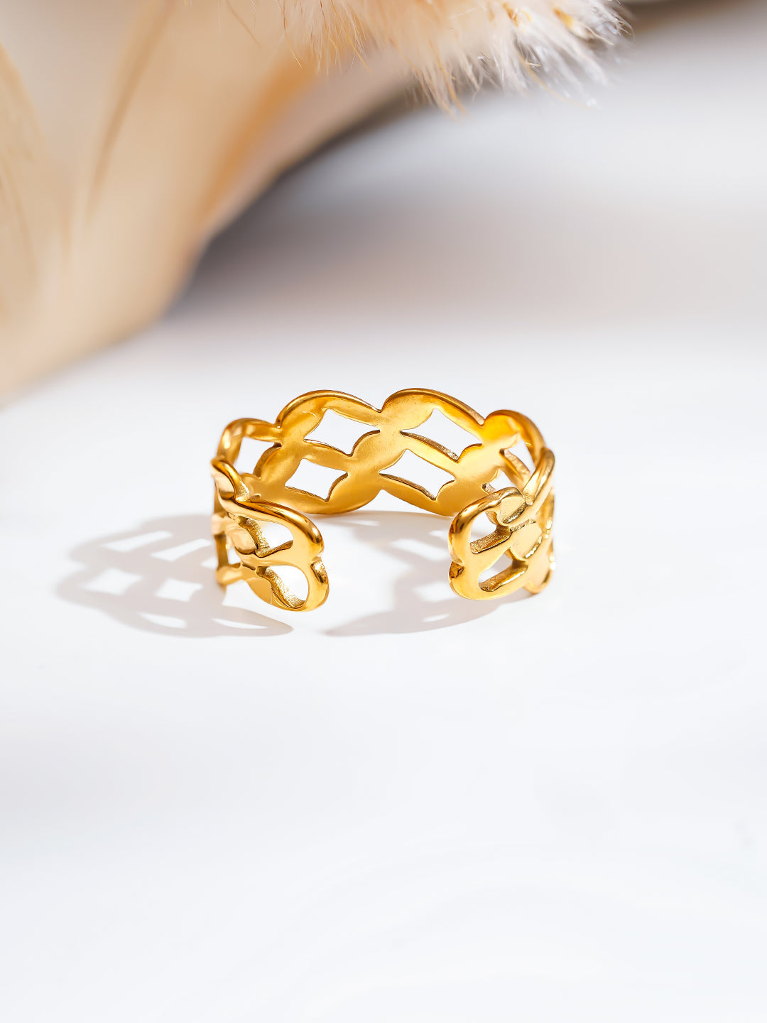 Demi Fine 18K Gold Plated Stainless steel Woven Link Statement Ring