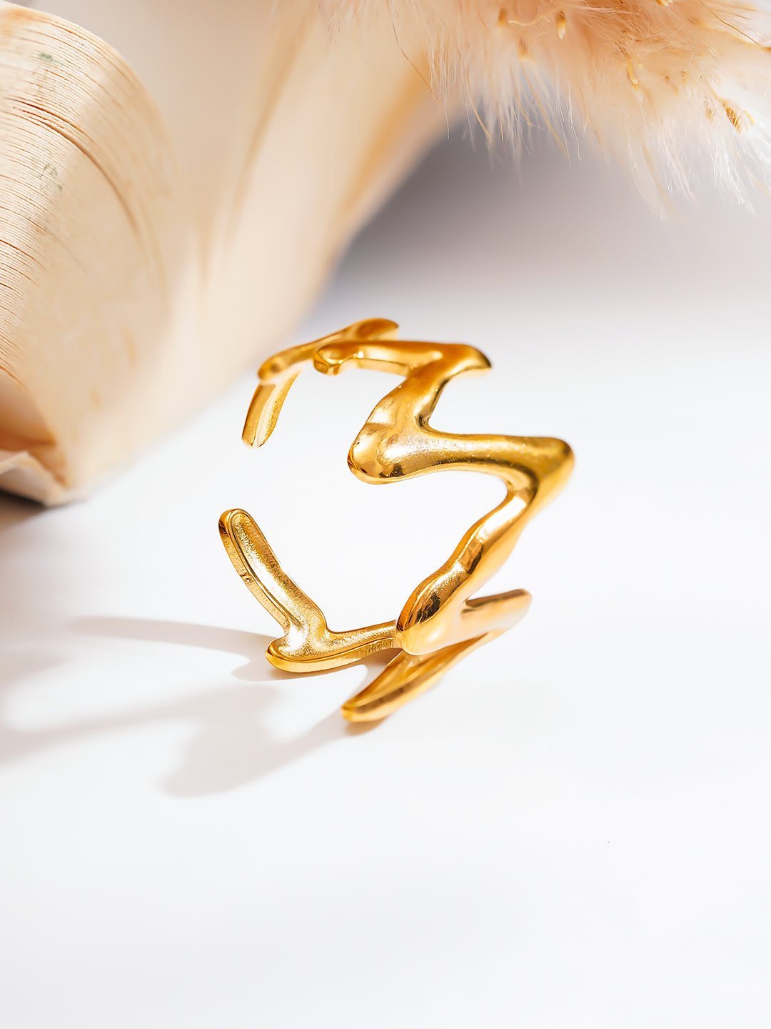 Demi Fine 18K Gold Plated Stainless steel Golden Rhythm Open Ring
