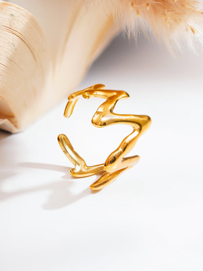 Demi Fine 18K Gold Plated Stainless steel Golden Rhythm Open Ring