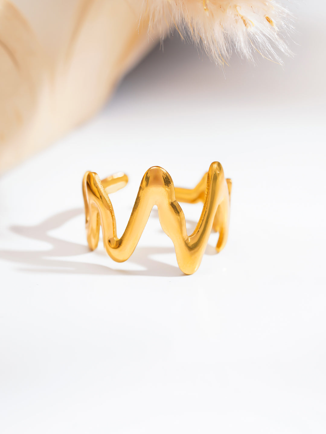Demi Fine 18K Gold Plated Stainless steel Golden Rhythm Open Ring