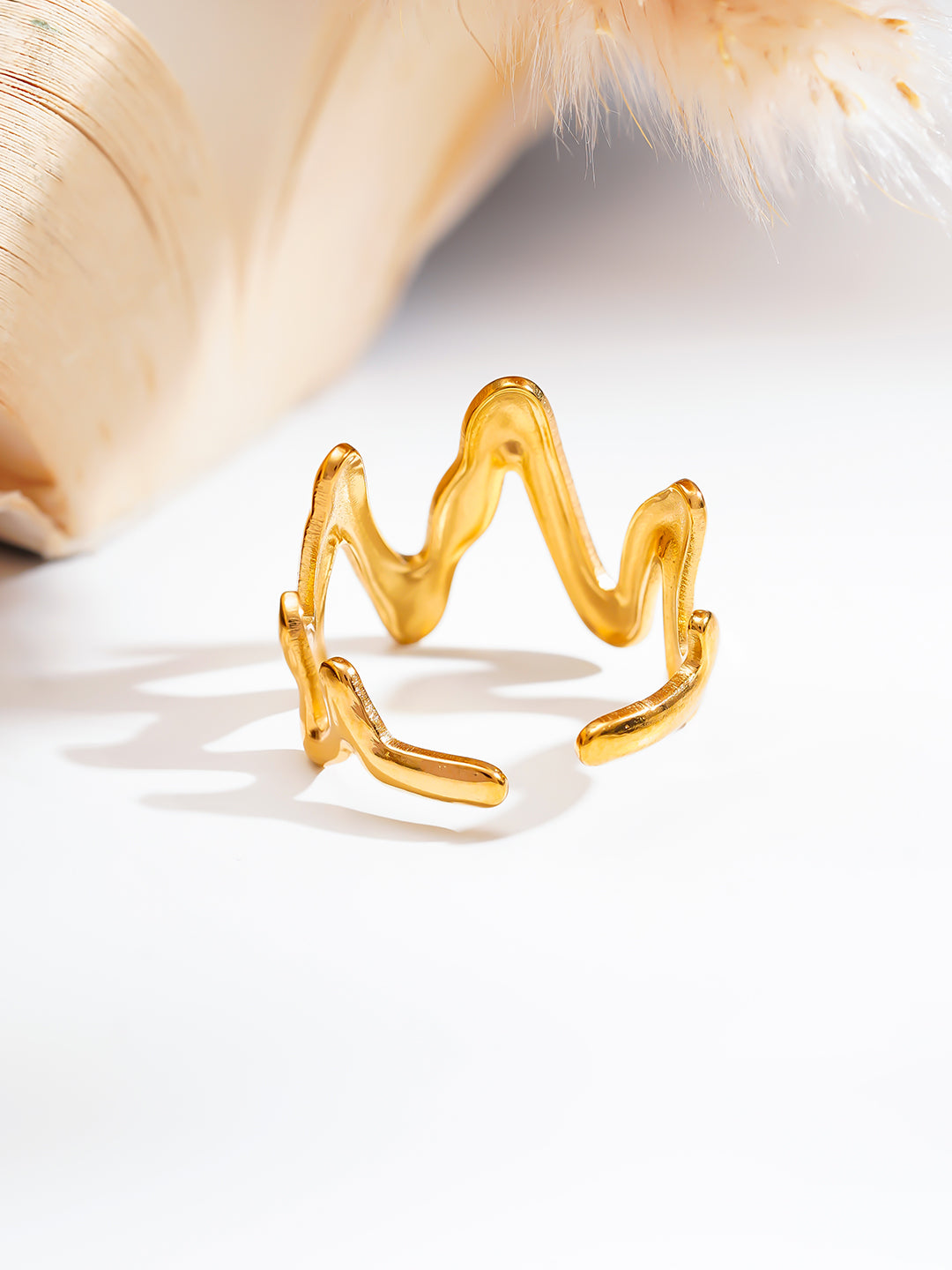 Demi Fine 18K Gold Plated Stainless steel Golden Rhythm Open Ring