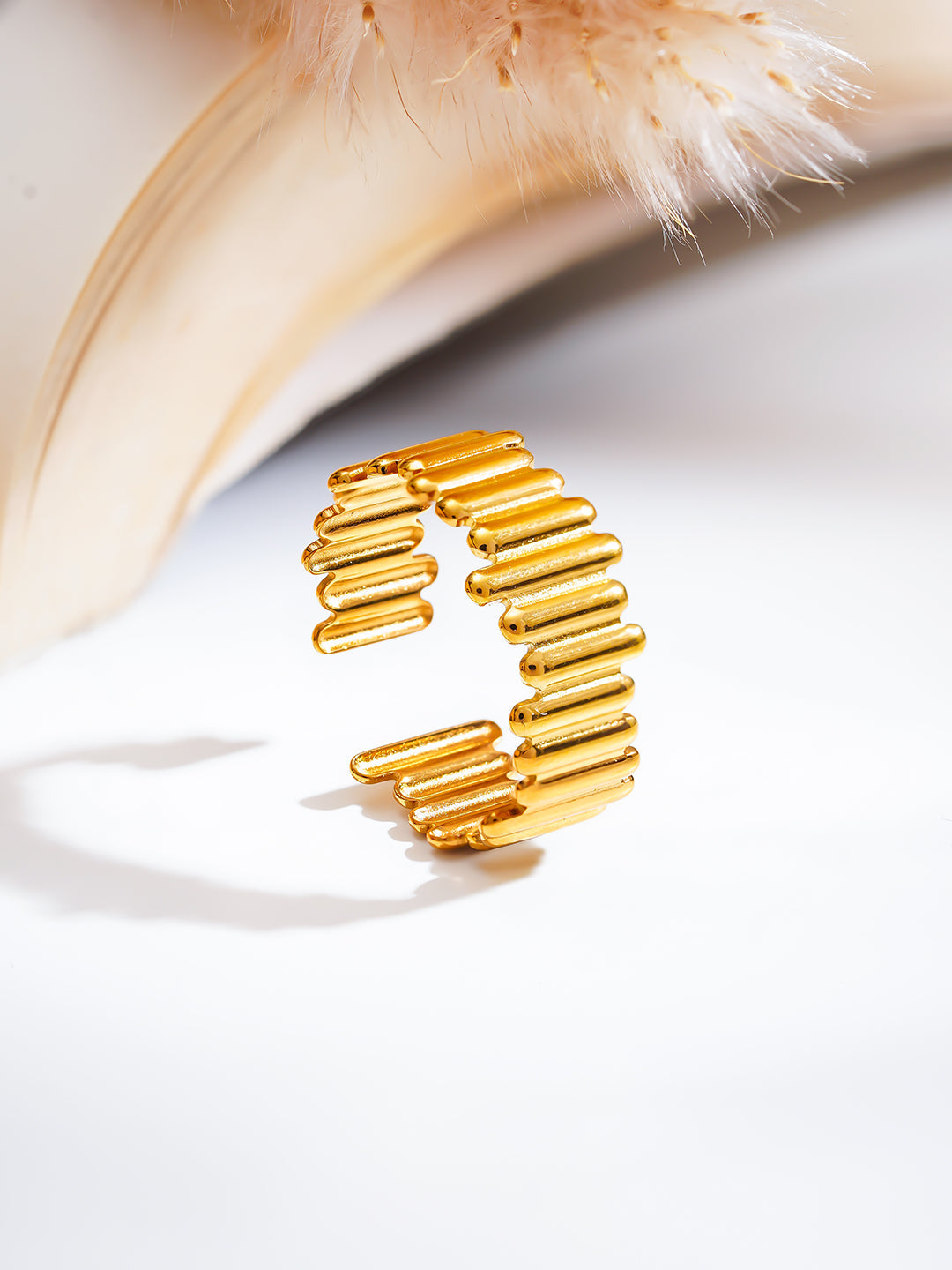 Demi Fine 18K Gold Plated Stainless steel Golden Beat Everyday Ring