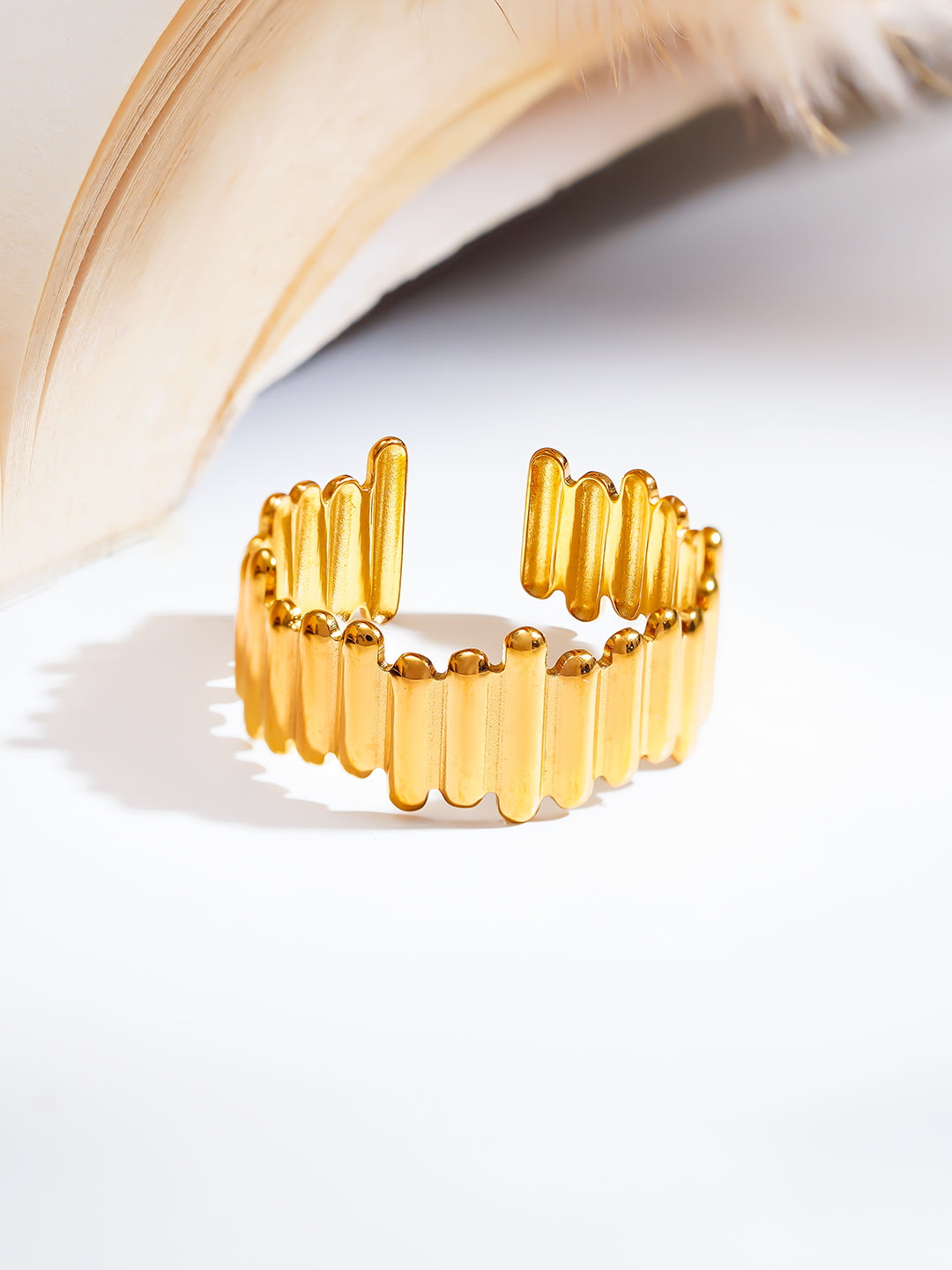 Demi Fine 18K Gold Plated Stainless steel Golden Beat Everyday Ring