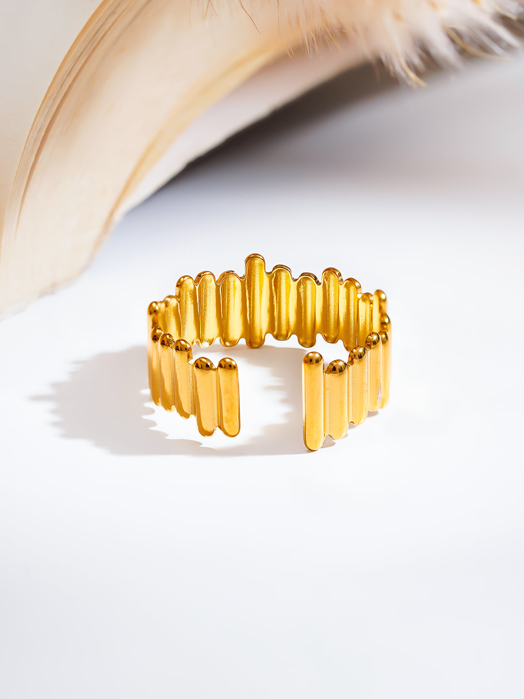 Demi Fine 18K Gold Plated Stainless steel Golden Beat Everyday Ring