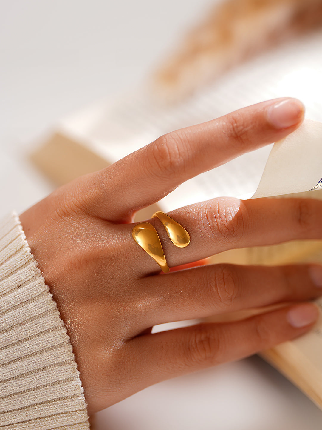 Demi Fine 18K Gold Plated Stainless steel Melted Muse Open Ring