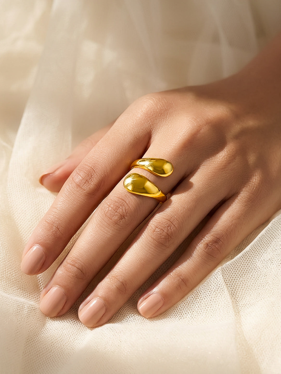 Demi Fine 18K Gold Plated Stainless steel Melted Muse Open Ring