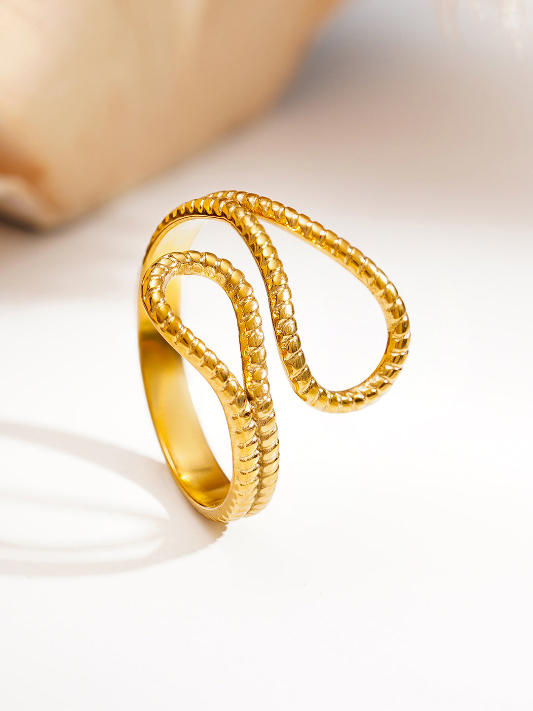 Demi Fine 18K Gold Plated Stainless steel Endless Glow Curve Ring