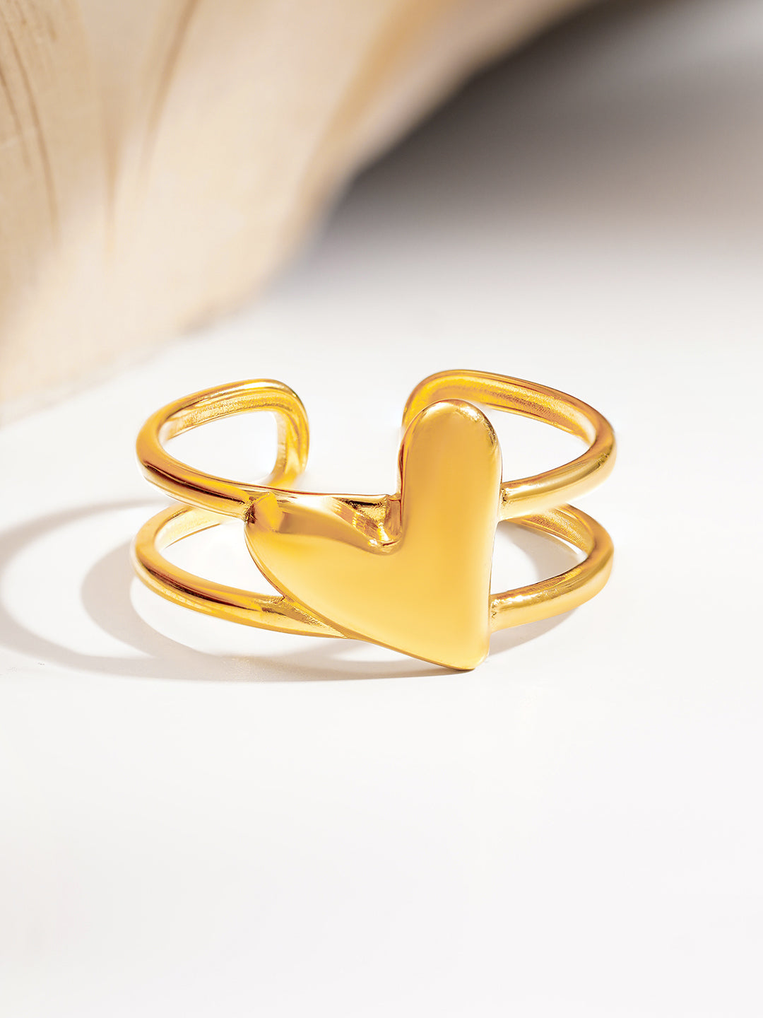 Demi Fine 18K Gold Plated Stainless steel Heartbeat Crush Open Ring