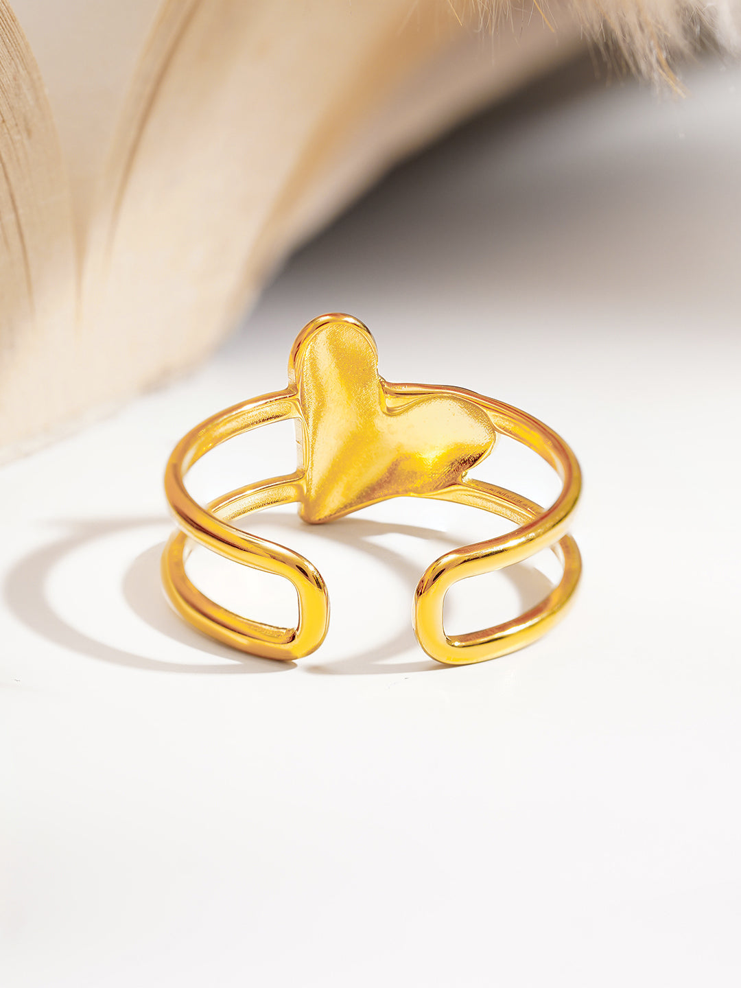 Demi Fine 18K Gold Plated Stainless steel Heartbeat Crush Open Ring