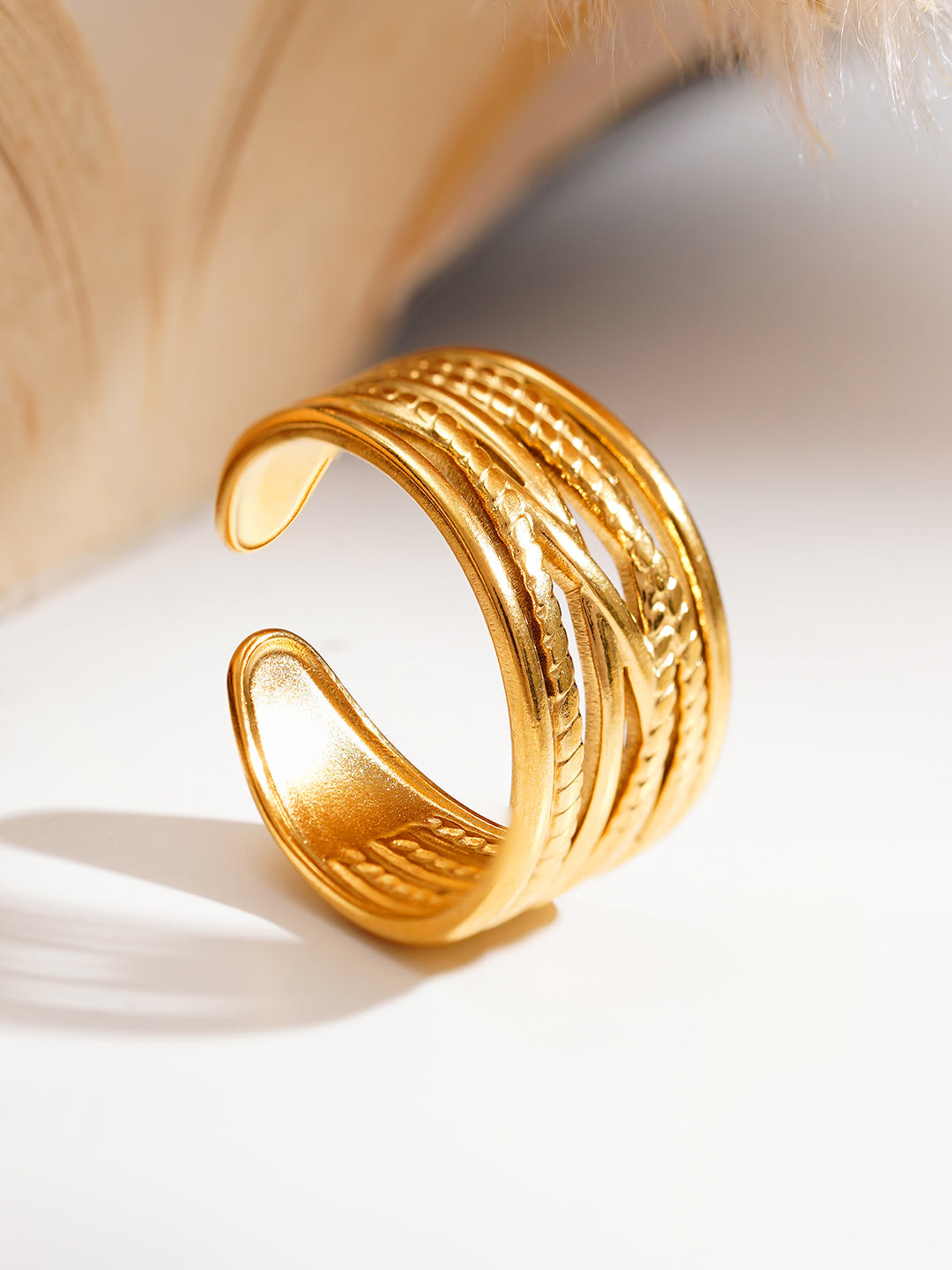 Demi Fine 18K Gold Plated Stainless steel Golden Rhythm Open Ring