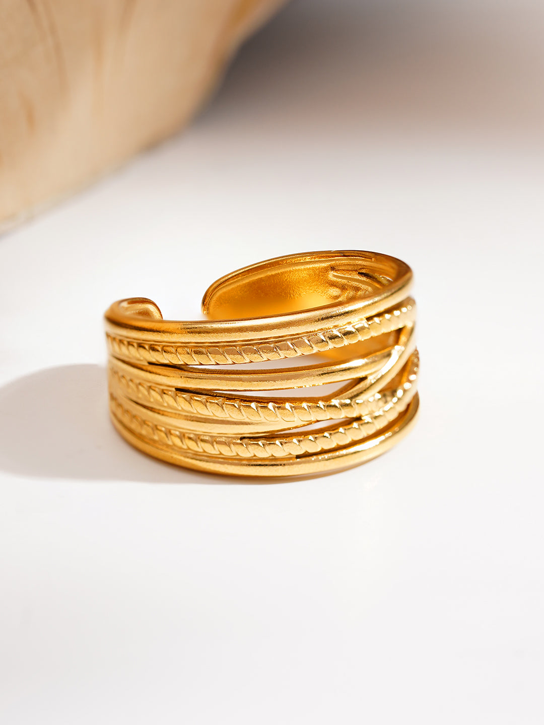 Demi Fine 18K Gold Plated Stainless steel Golden Rhythm Open Ring