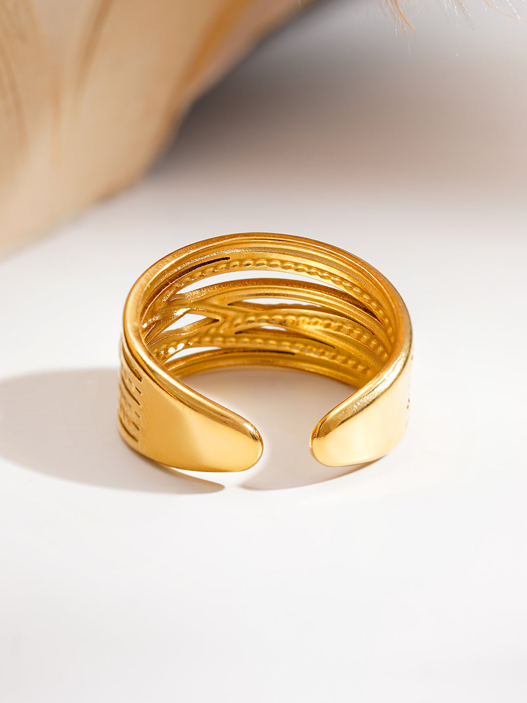 Demi Fine 18K Gold Plated Stainless steel Golden Rhythm Open Ring