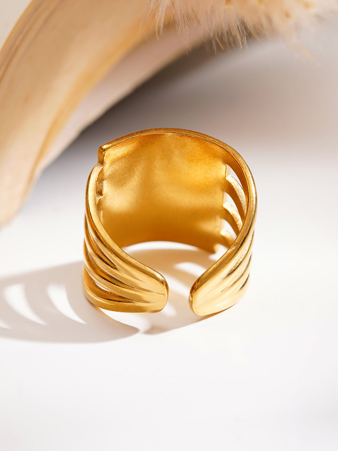 Demi Fine 18K Gold Plated Stainless steel Multi Layer Statement Open Ring